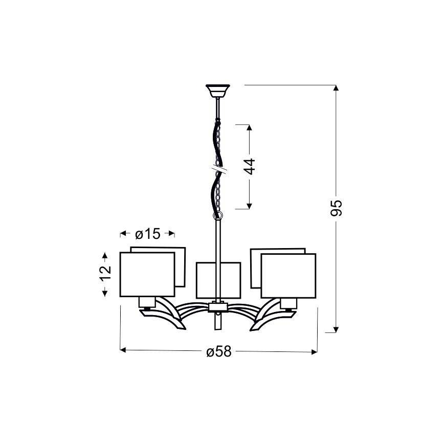 Hanglamp aan een koord DRAGA 5xE27/60W/230V beige/glanzend chroom