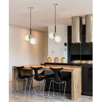 Hanglamp aan een koord DUO 2xE14/40W/230V gouden/zwart
