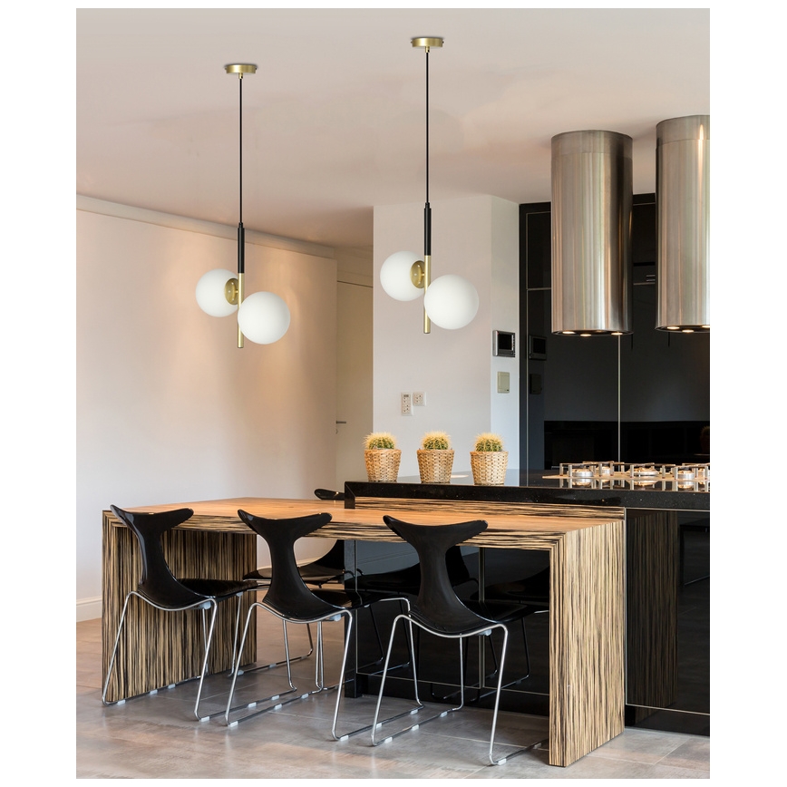 Hanglamp aan een koord DUO 2xE14/40W/230V gouden/zwart