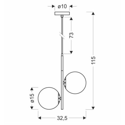 Hanglamp aan een koord DUO 2xE14/40W/230V gouden/zwart