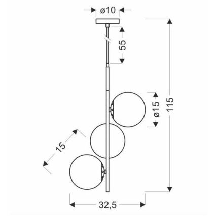 Hanglamp aan een koord DUO 3xE14/40W/230V gouden/zwart