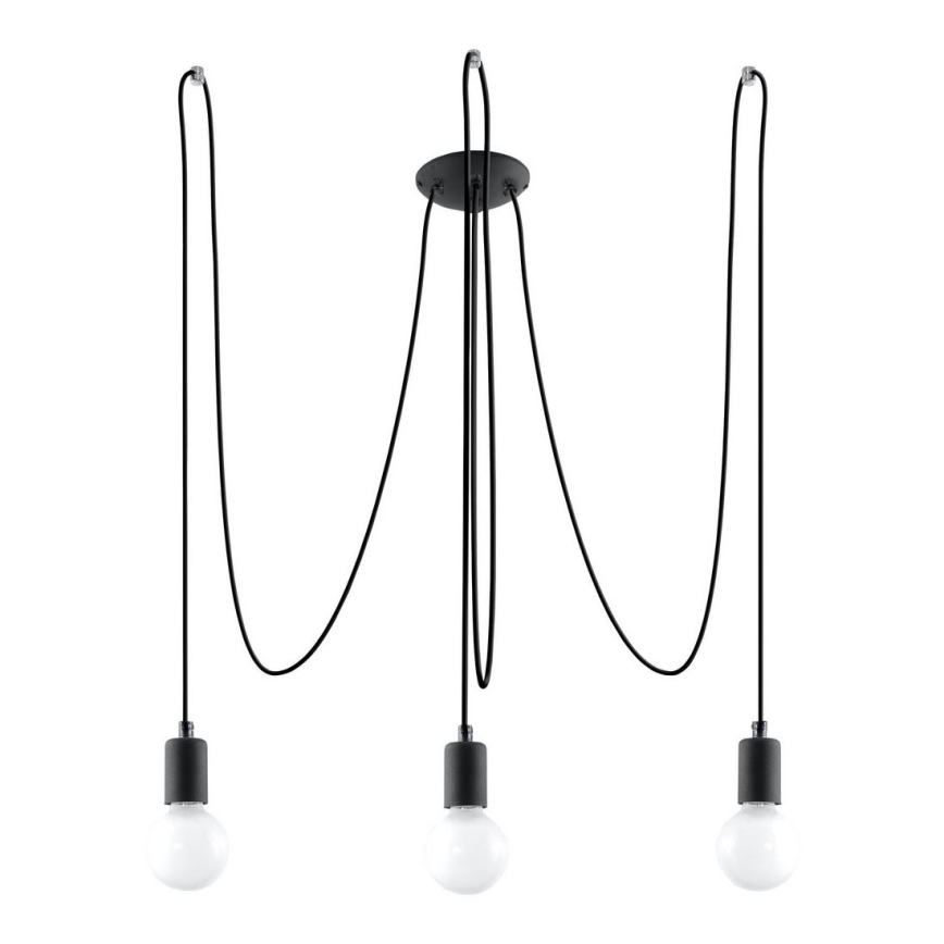 Hanglamp aan een koord EDISON 3 3xE27/60W/230V spin zwart