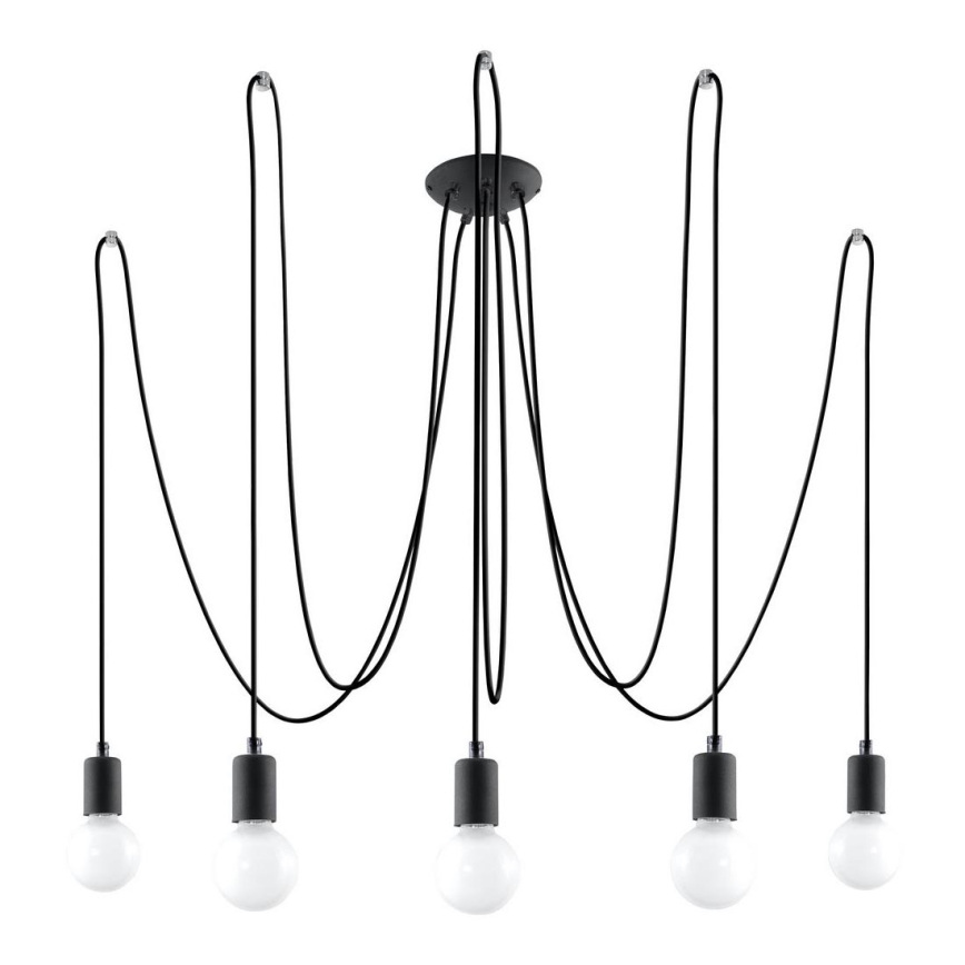 Hanglamp aan een koord EDISON 5 5xE27/60W/230V spin zwart
