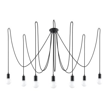 Hanglamp aan een koord EDISON 7 7xE27/60W/230V spin zwart