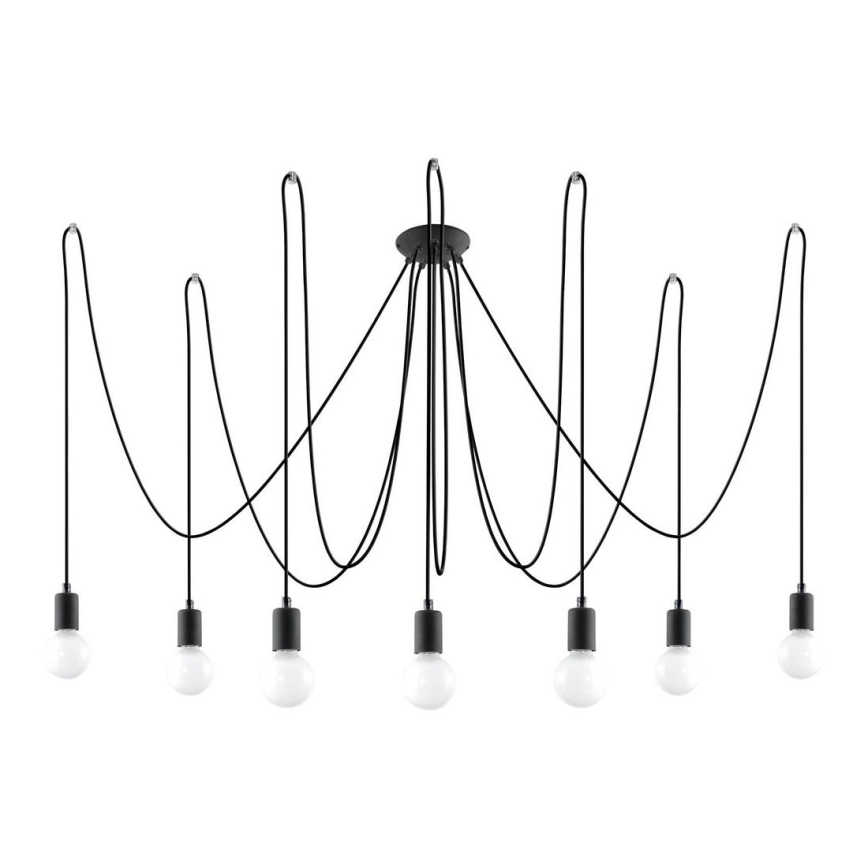 Hanglamp aan een koord EDISON 7 7xE27/60W/230V spin zwart