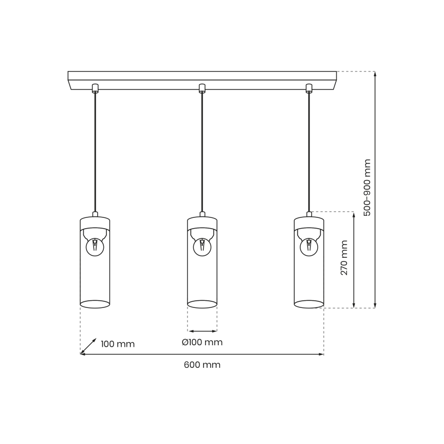 Hanglamp aan een koord ELICA 3xE27/60W/230V