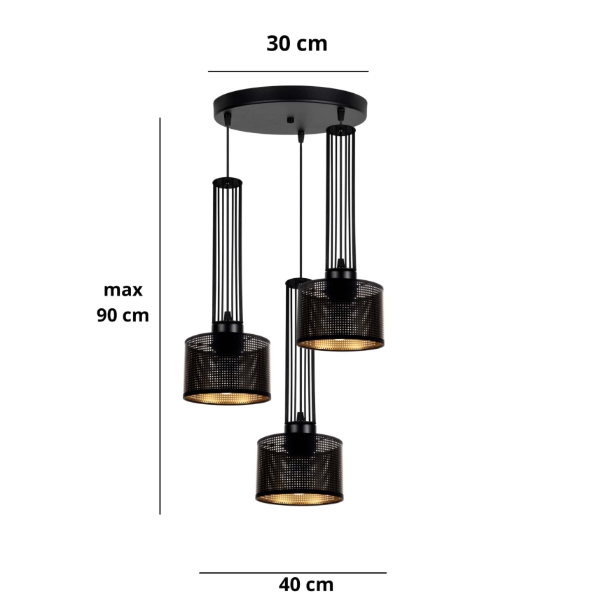 Hanglamp aan een koord ELIS 3xE27/60W/230V diameter 40 cm