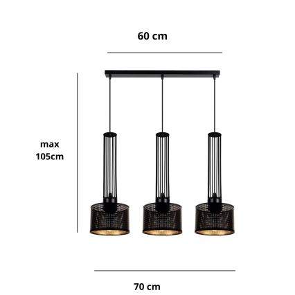 Hanglamp aan een koord ELIS 3xE27/60W/230V