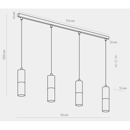 Hanglamp aan een koord ELIT 4xGU10/10W/230V zwart