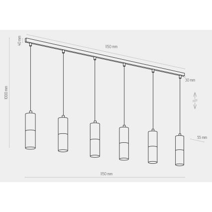 Hanglamp aan een koord ELIT 6xGU10/10W/230V zwart