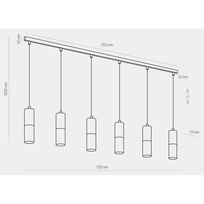 Hanglamp aan een koord ELIT 6xGU10/10W/230V zwart