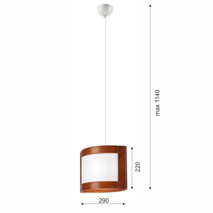 Hanglamp aan een koord ELODIE 1xE27/60W/230V eiken