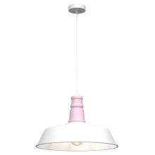 Hanglamp aan een koord ENZO 1xE27/60W/230V wit/roze