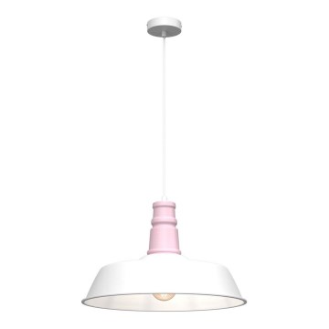 Hanglamp aan een koord ENZO 1xE27/60W/230V wit/roze