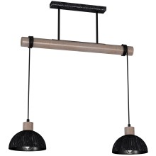 Hanglamp aan een koord ERIK 2xE27/60W/230V bruin/zwart