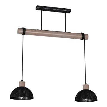 Hanglamp aan een koord ERIK 2xE27/60W/230V bruin/zwart