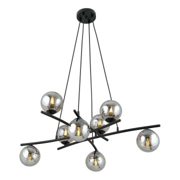 Hanglamp aan een koord ESSA 8xE14/10W/230V zwart/gerookt