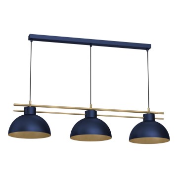 Hanglamp aan een koord ESTATE 3xE27/15W/230V blauw