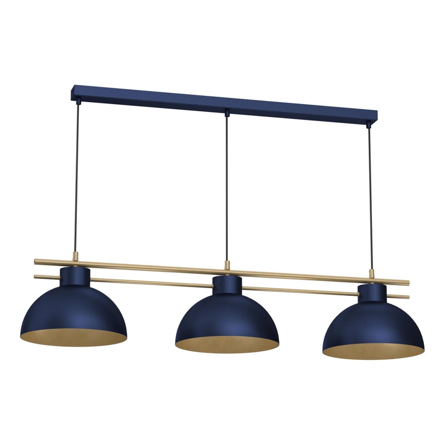 Hanglamp aan een koord ESTATE 3xE27/15W/230V blauw