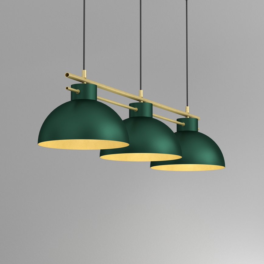 Hanglamp aan een koord ESTATE 3xE27/15W/230V groen