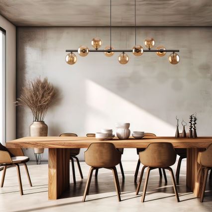 Hanglamp aan een koord ESTERA 9xG9/6W/230V bruin/gerookt beige