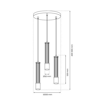 Hanglamp aan een koord ESTILO 3xGU10/40W/230V zwart