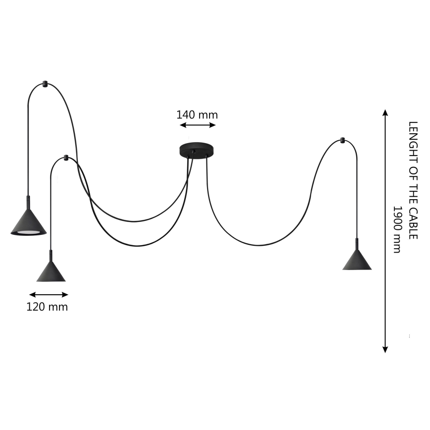 Hanglamp aan een koord ETNA 3xGX53/10W/230V spin zwart