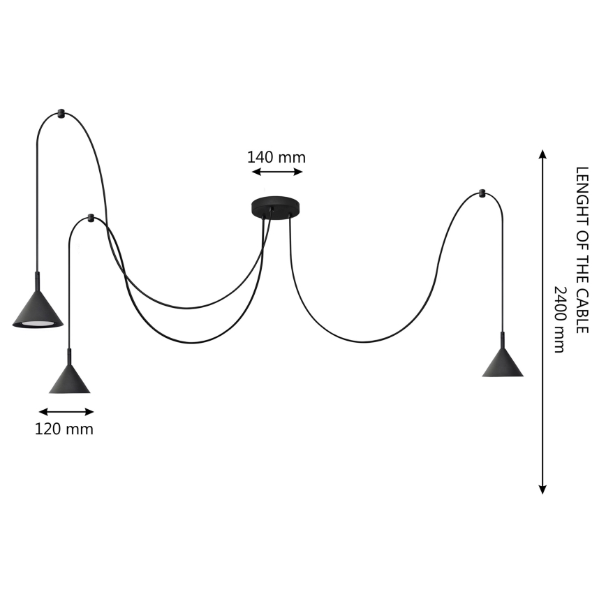 Hanglamp aan een koord ETNA LONG 3xGX53/10W/230V spin zwart