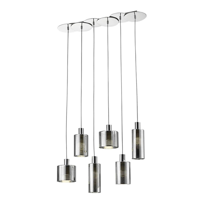 Hanglamp aan een koord EVOLUTION 6xE27/11W/230V glanzend chroom