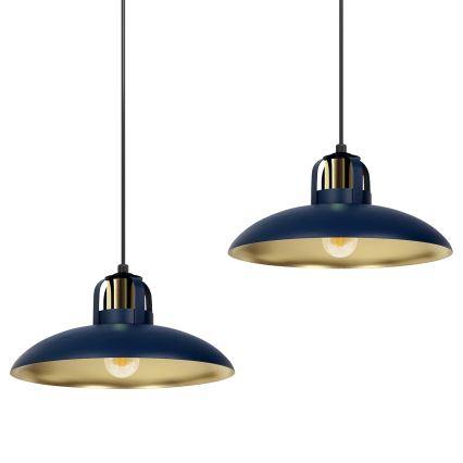 Hanglamp aan een koord FELIX 2xE27/60W/230V blauw