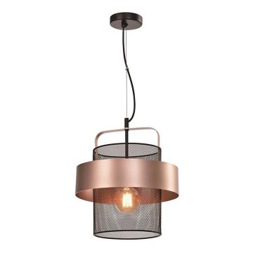 Hanglamp aan een koord FIBA 1xE27/60W/230V Roségoud/zwart