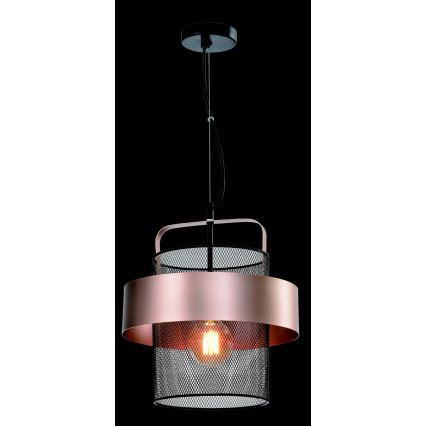 Hanglamp aan een koord FIBA 1xE27/60W/230V Roségoud/zwart