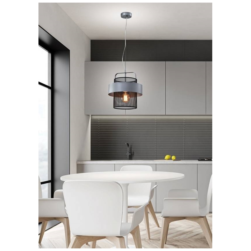 Hanglamp aan een koord FIBA 1xE27/60W/230V zilver/zwart