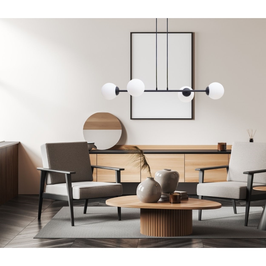 Hanglamp aan een koord FIRA 4xE27/60W/230V zwart
