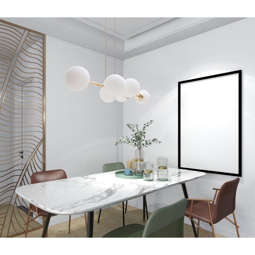 Hanglamp aan een koord FIRA 5xE27/60W/230V goud