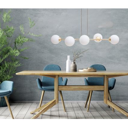 Hanglamp aan een koord FIRA 5xE27/60W/230V goud