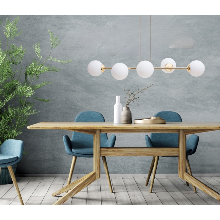 Hanglamp aan een koord FIRA 5xE27/60W/230V goud