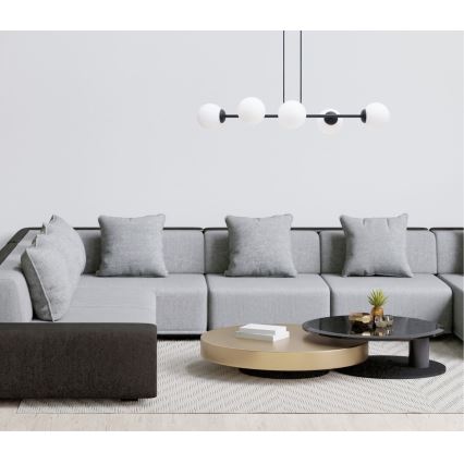 Hanglamp aan een koord FIRA 5xE27/60W/230V zwart