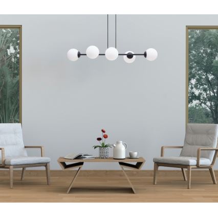 Hanglamp aan een koord FIRA 5xE27/60W/230V zwart