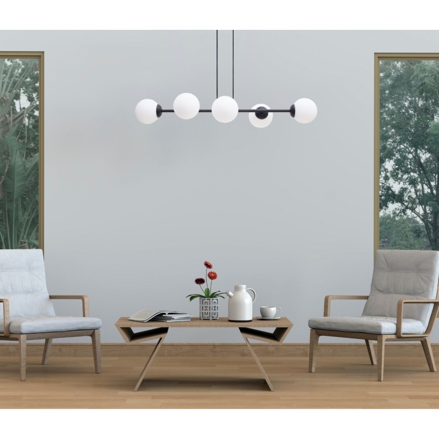 Hanglamp aan een koord FIRA 5xE27/60W/230V zwart