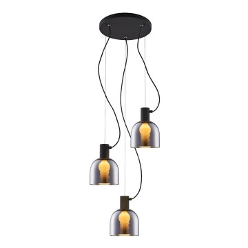 Hanglamp aan een koord FIRE 3xE27/9W/230V grijs/zwart