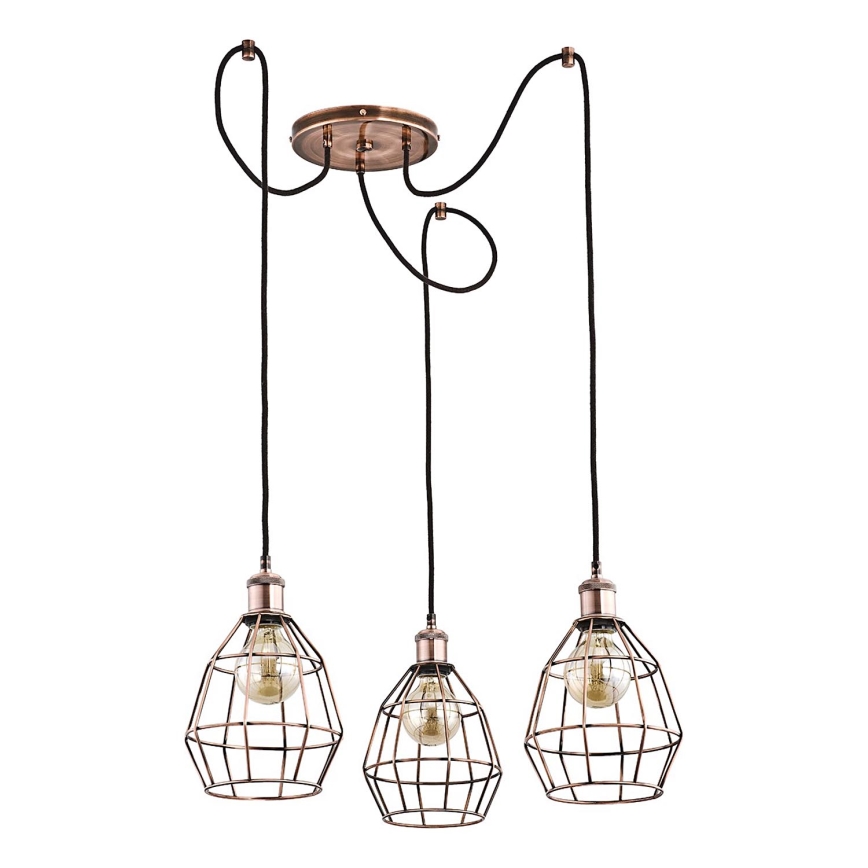 Hanglamp aan een koord FIREFOX 3xE27/15W/230V spin brons