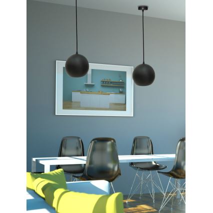 Hanglamp aan een koord FLEN 1xE27/40W/230V diameter 20 cm zwart