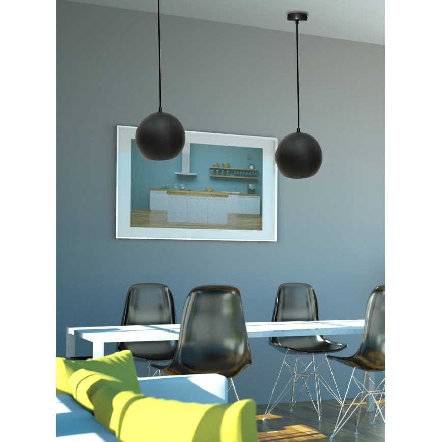 Hanglamp aan een koord FLEN 1xE27/40W/230V diameter 20 cm zwart