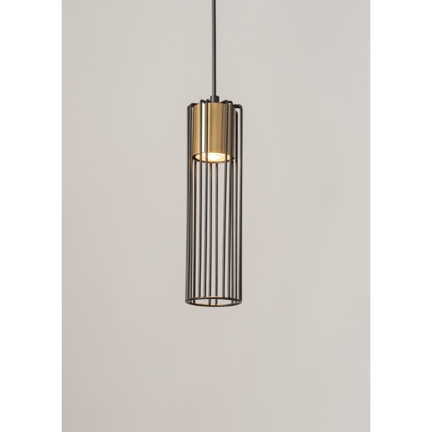 Hanglamp aan een koord FOBIA 1xGU10/25W/230V zwart/goud
