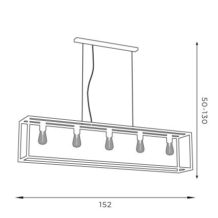 Hanglamp aan een koord FRAME 5xE27/60W/230V zwart