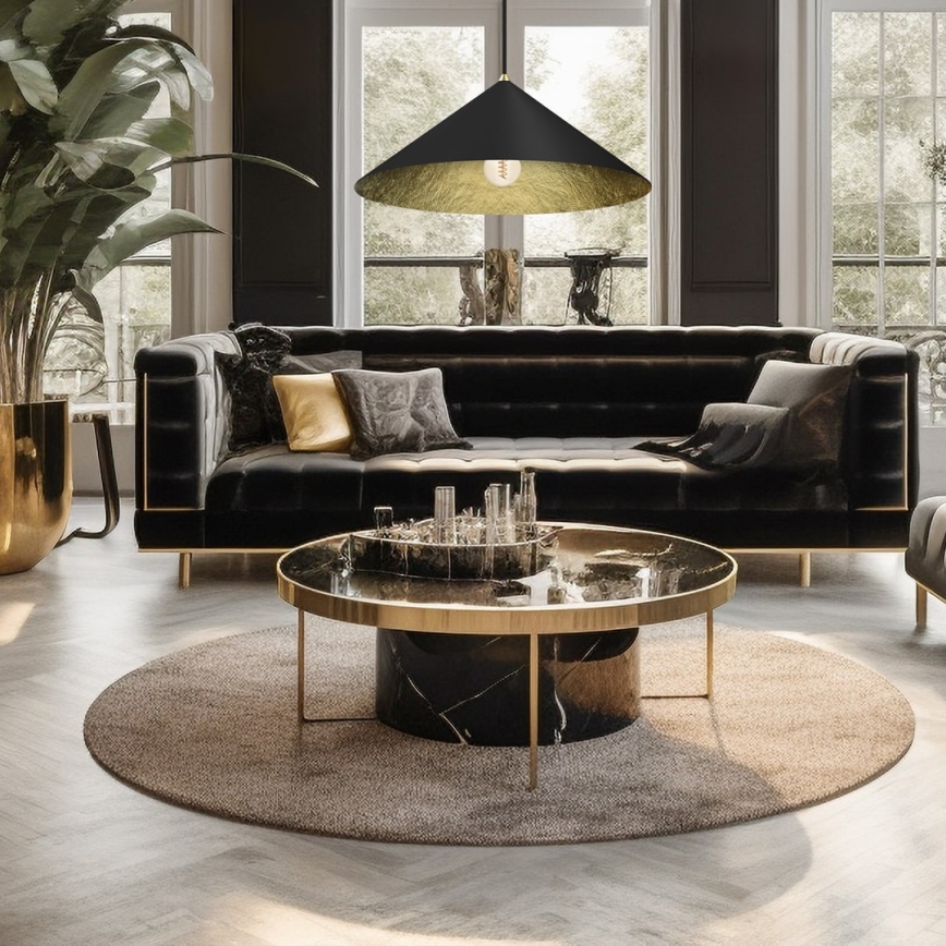 Hanglamp aan een koord FUJI 1xE27/60W/230V diameter 50 cm zwart/goud