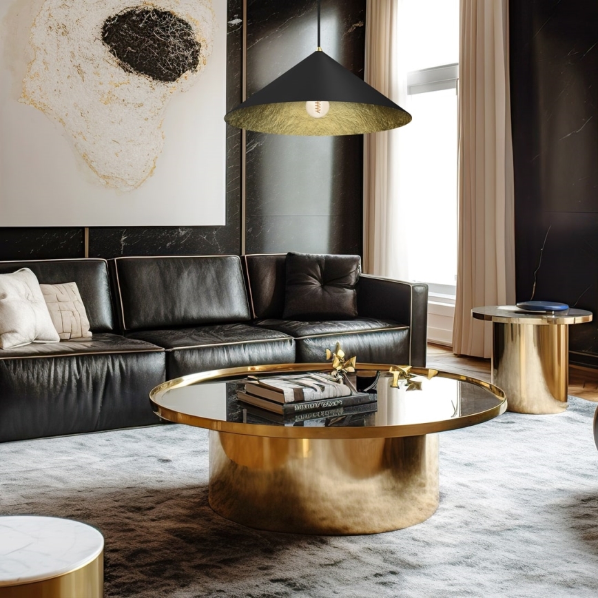 Hanglamp aan een koord FUJI 1xE27/60W/230V diameter 50 cm zwart/goud