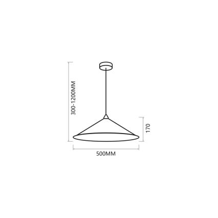 Hanglamp aan een koord FUJI 1xE27/60W/230V diameter 50 cm zwart/goud