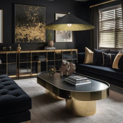 Hanglamp aan een koord FUJI 1xE27/60W/230V diameter 90 cm zwart/goud